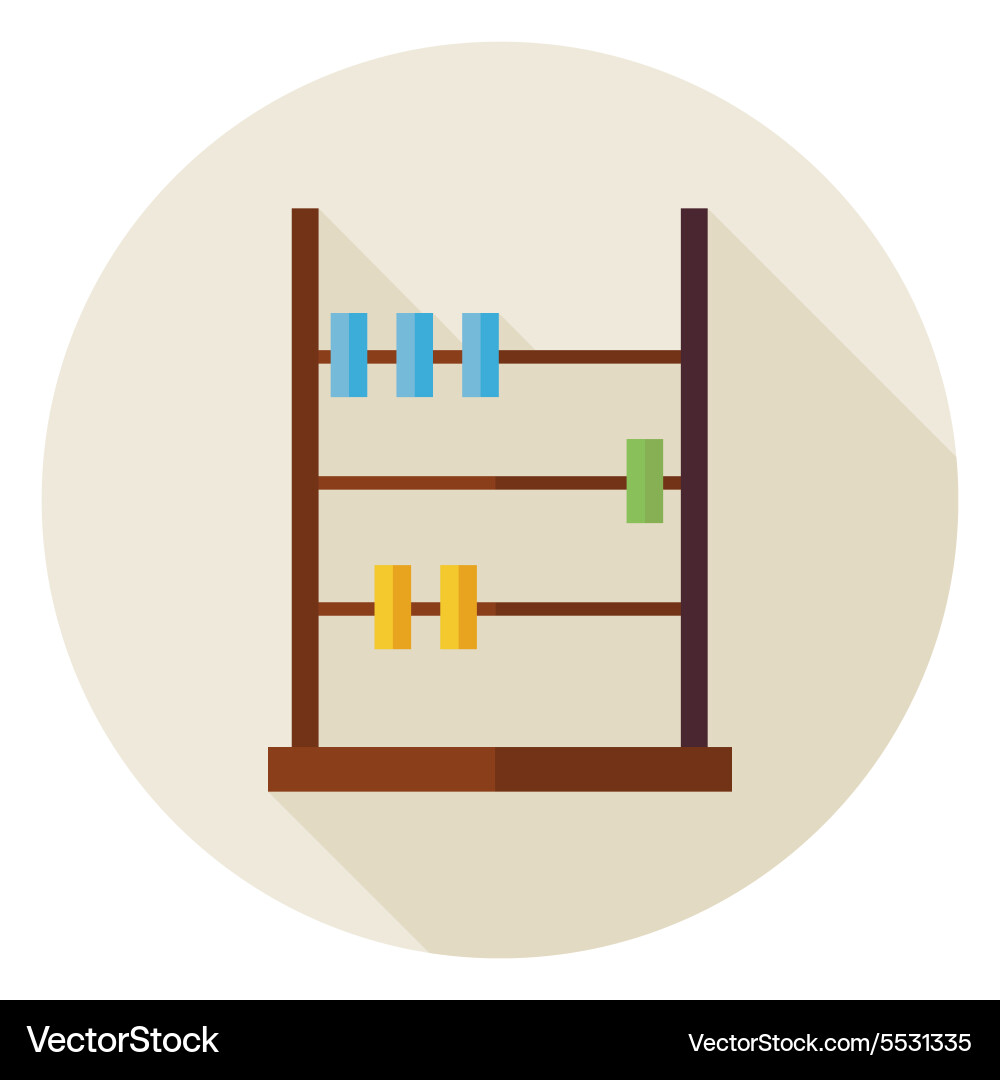 Flat Math Counter Abacus Circle Icon with Long Vector Image