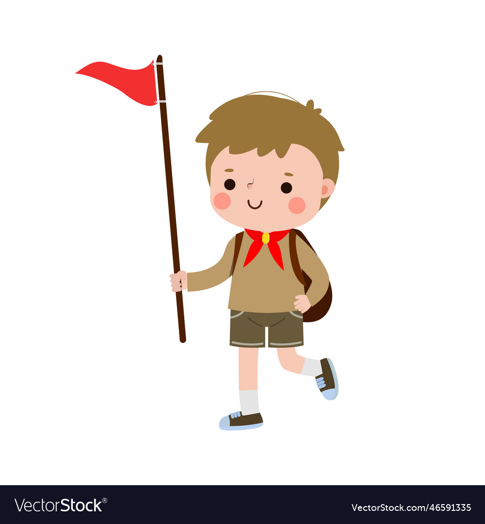 Happy cute little kid wear scout honor uniform Vector Image