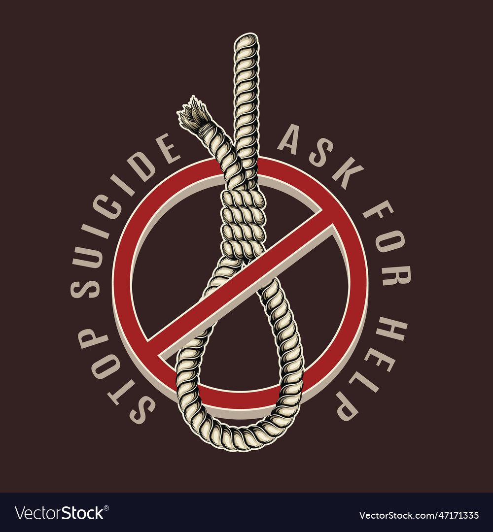 Label with rope noose in a stop sign text Vector Image