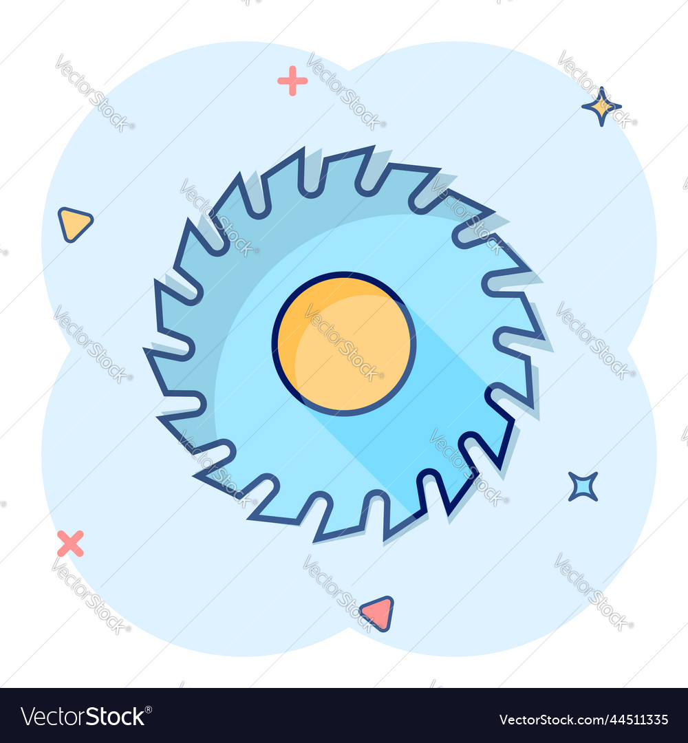 Saw blade icon in comic style circular machine Vector Image