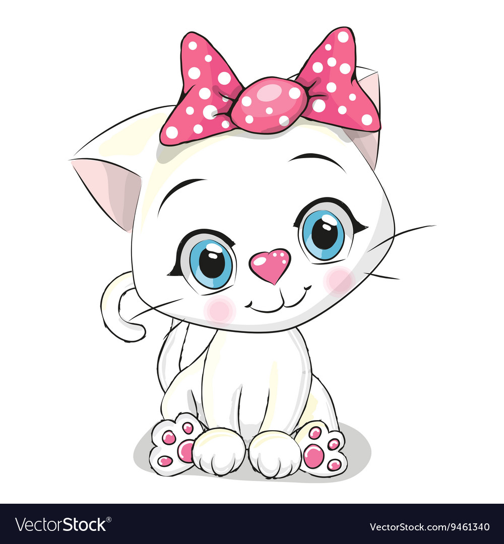 Download Cute Cartoon white kitten Royalty Free Vector Image