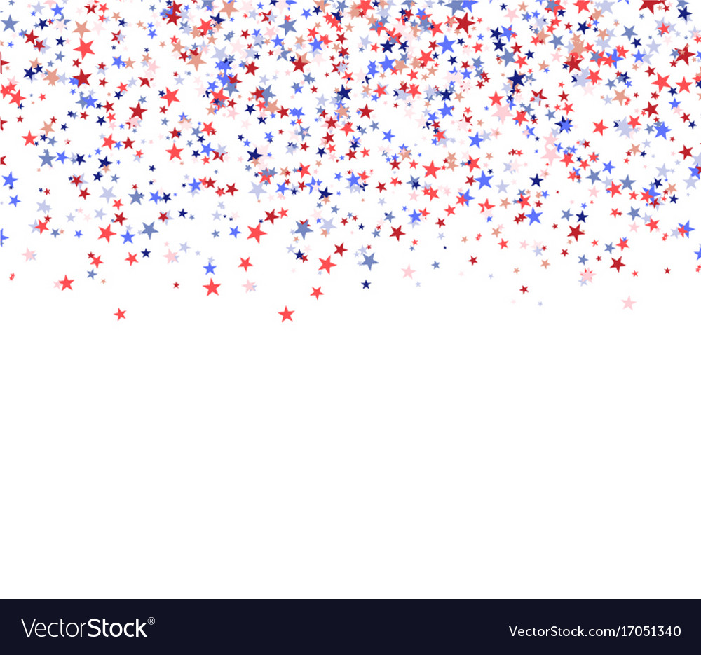 Red blue and white stars falling from the sky Vector Image