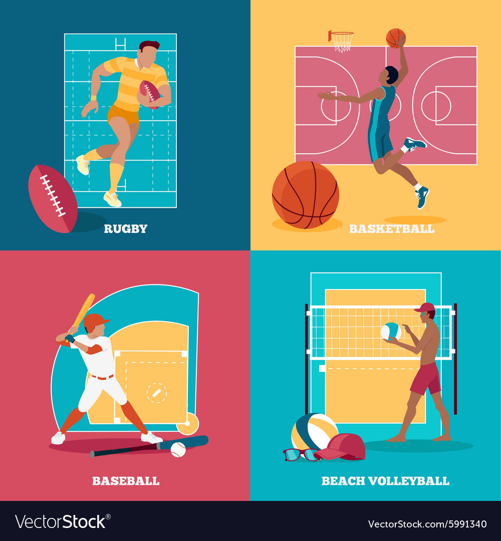 Set of team active sports with ball Royalty Free Vector