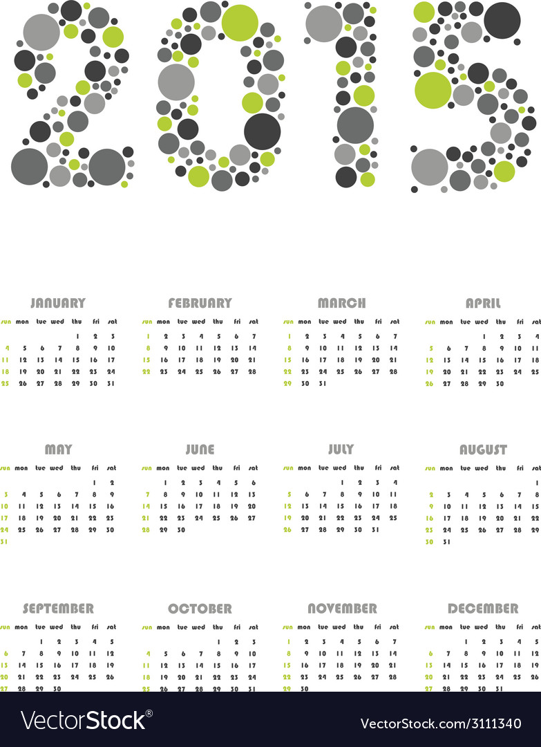 vertical calendar 2015 royalty free vector image vertical calendar 2015