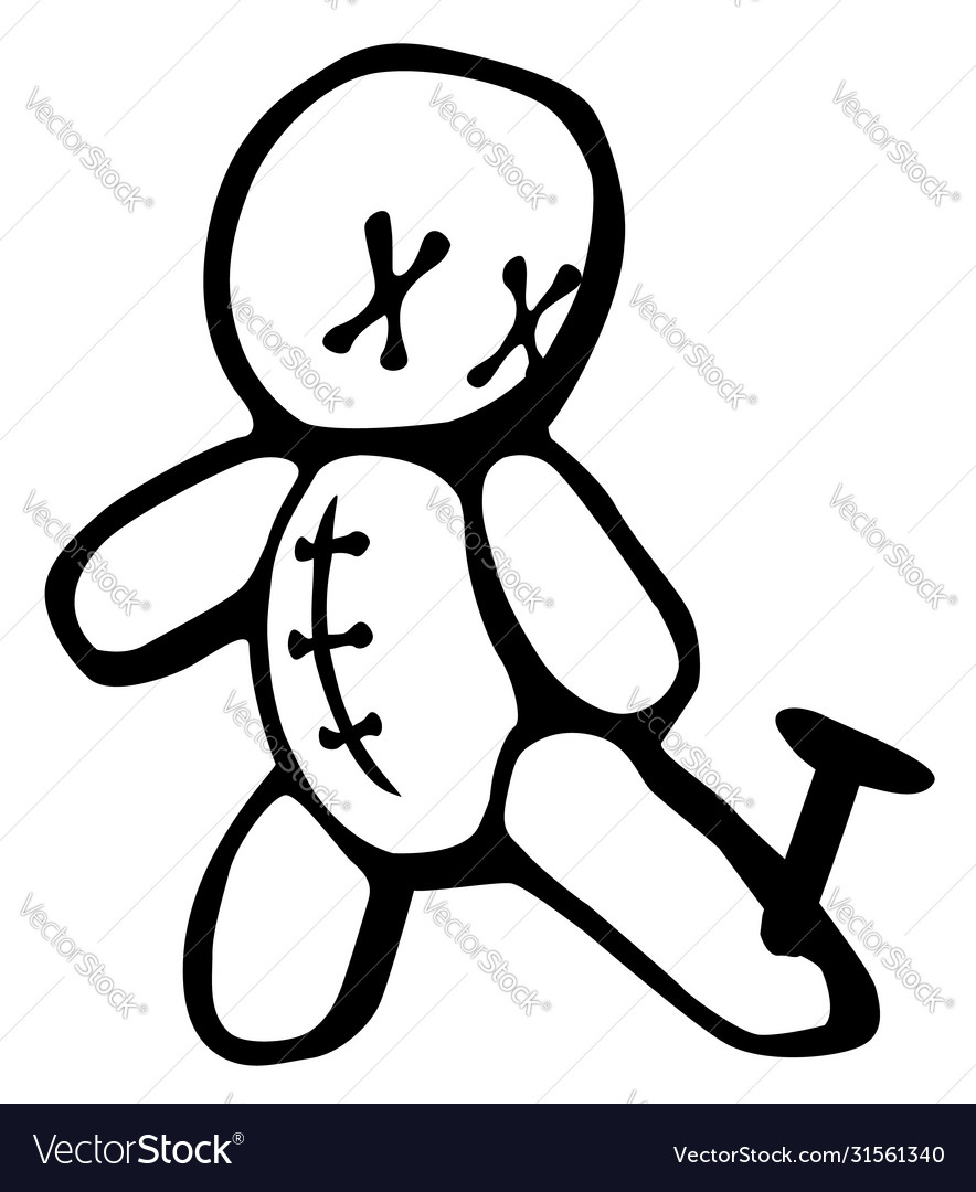 Voodoo doll foot pinned stencil Royalty Free Vector Image