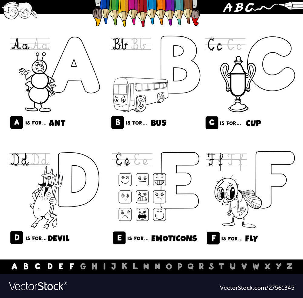 Educational alphabet letters color book Royalty Free Vector