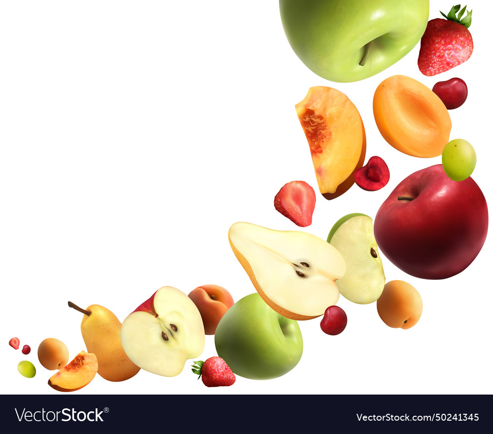 Fruits falling realistic composition Royalty Free Vector