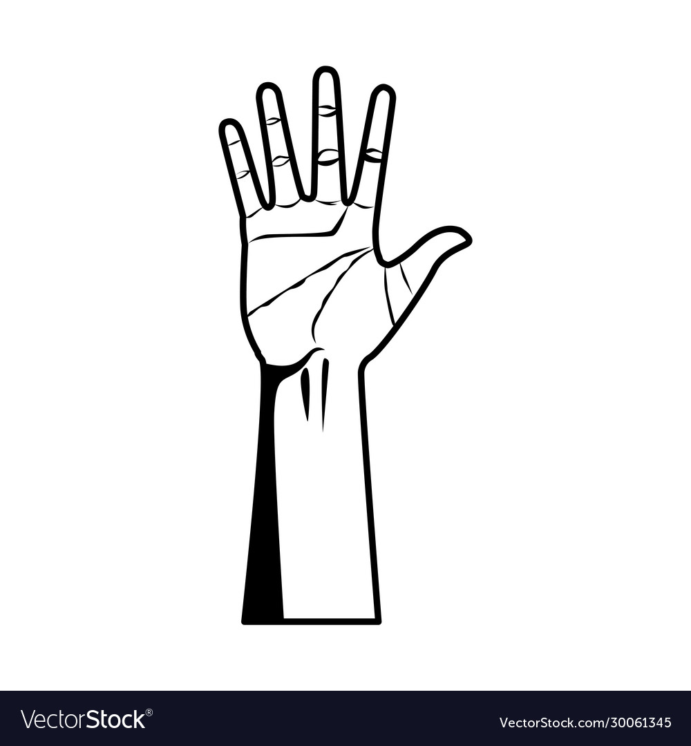 Hand human up isolated icon Royalty Free Vector Image