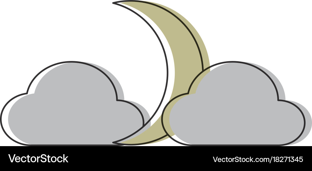 Moon and clouds icon Royalty Free Vector Image
