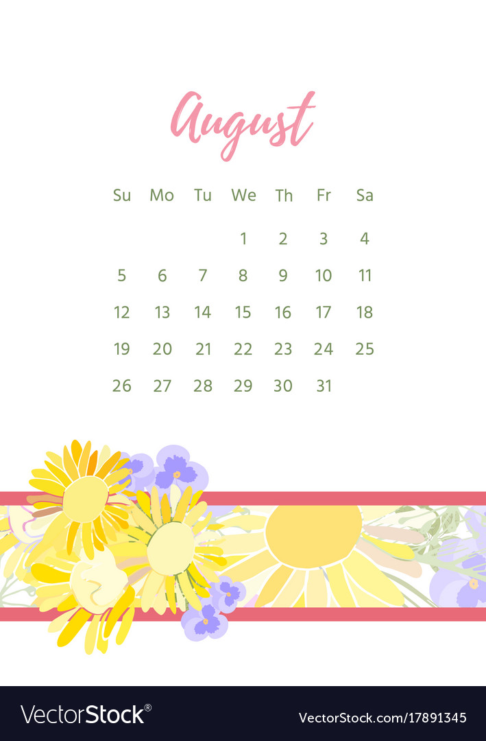 Vintage floral calendar 2018 Royalty Free Vector Image