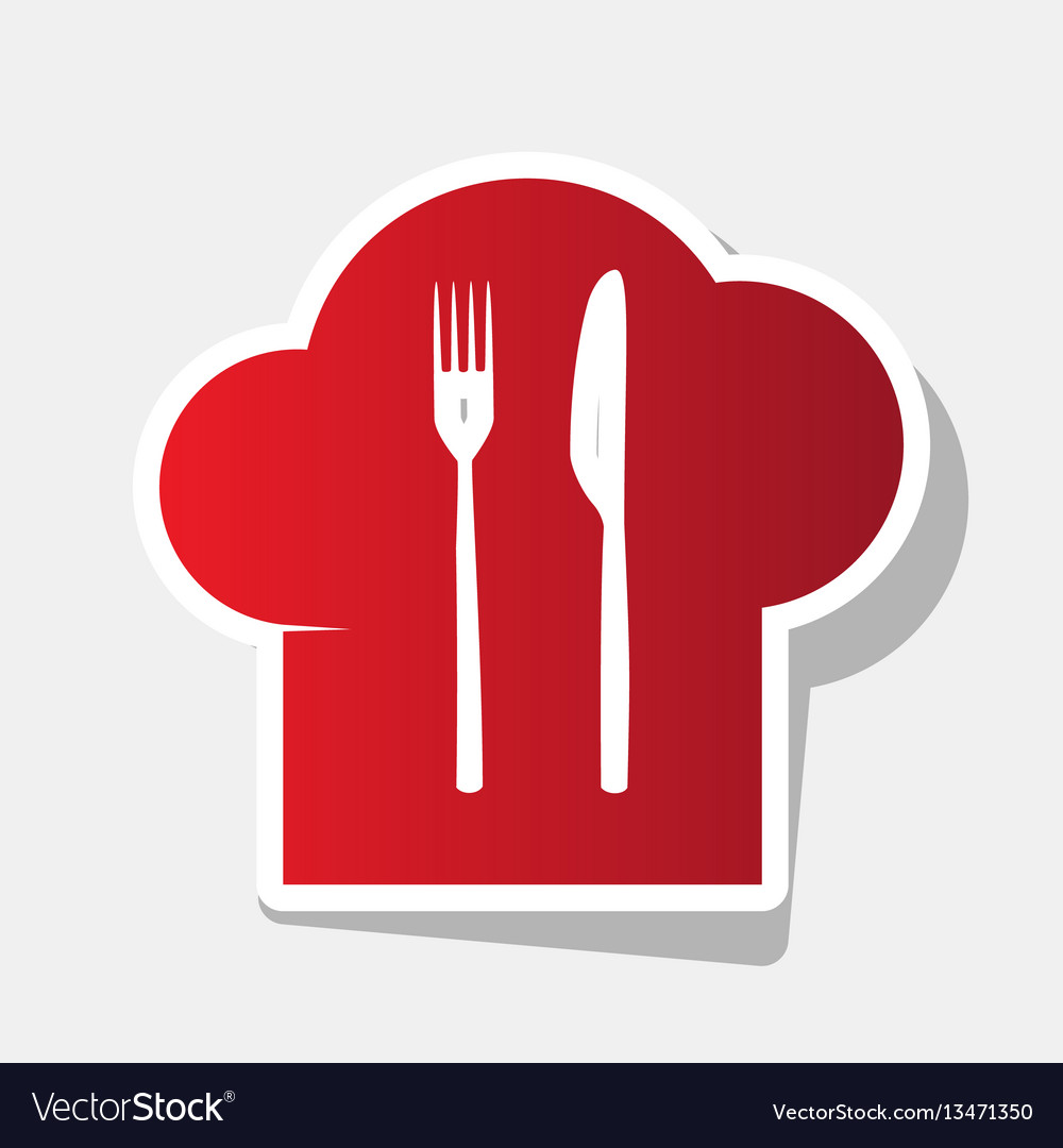 Chef hat and spoon fork knife sign new Royalty Free Vector