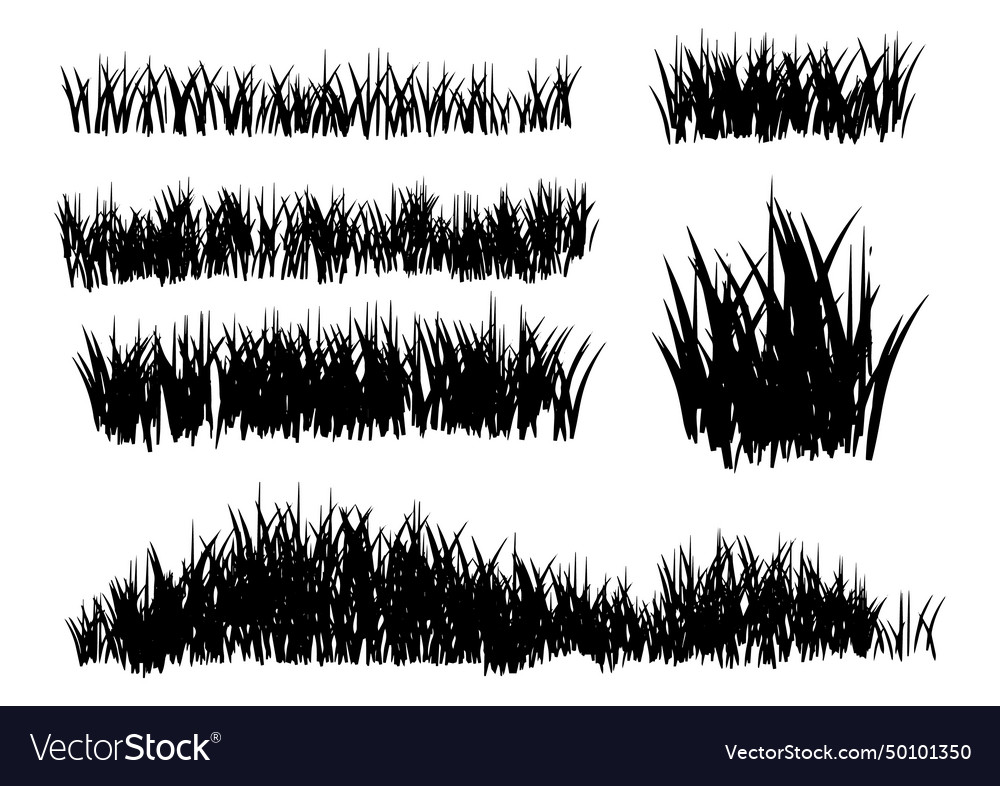 Collection of random hand drawn scribble grass Vector Image