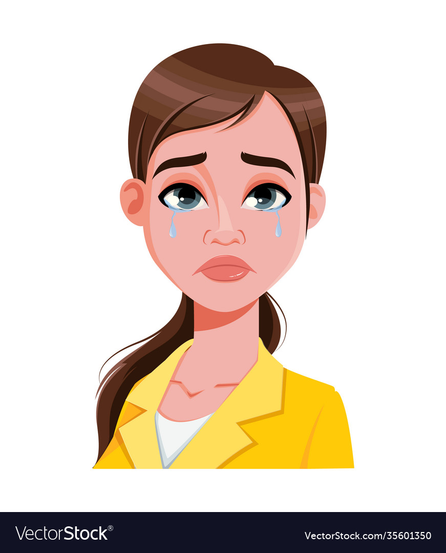 Face expression beautiful woman crying Royalty Free Vector