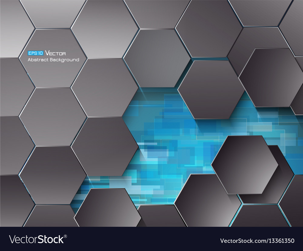 Hexagons and blue rectangles Royalty Free Vector Image