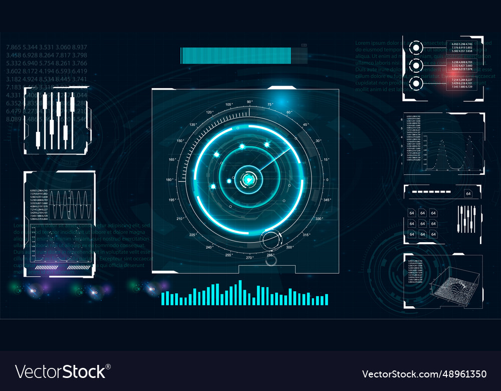 Tactical hud radar analytics Royalty Free Vector Image