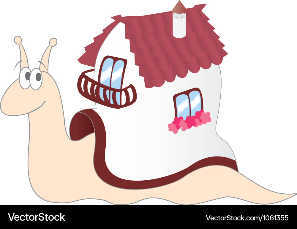 Cartoon snail with a house on its back Royalty Free Vector