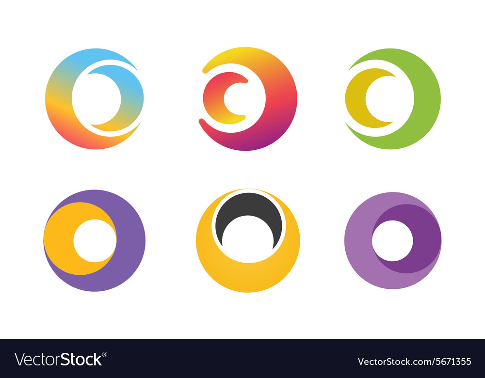 Circle ring logo design set Abstract flow Vector Image