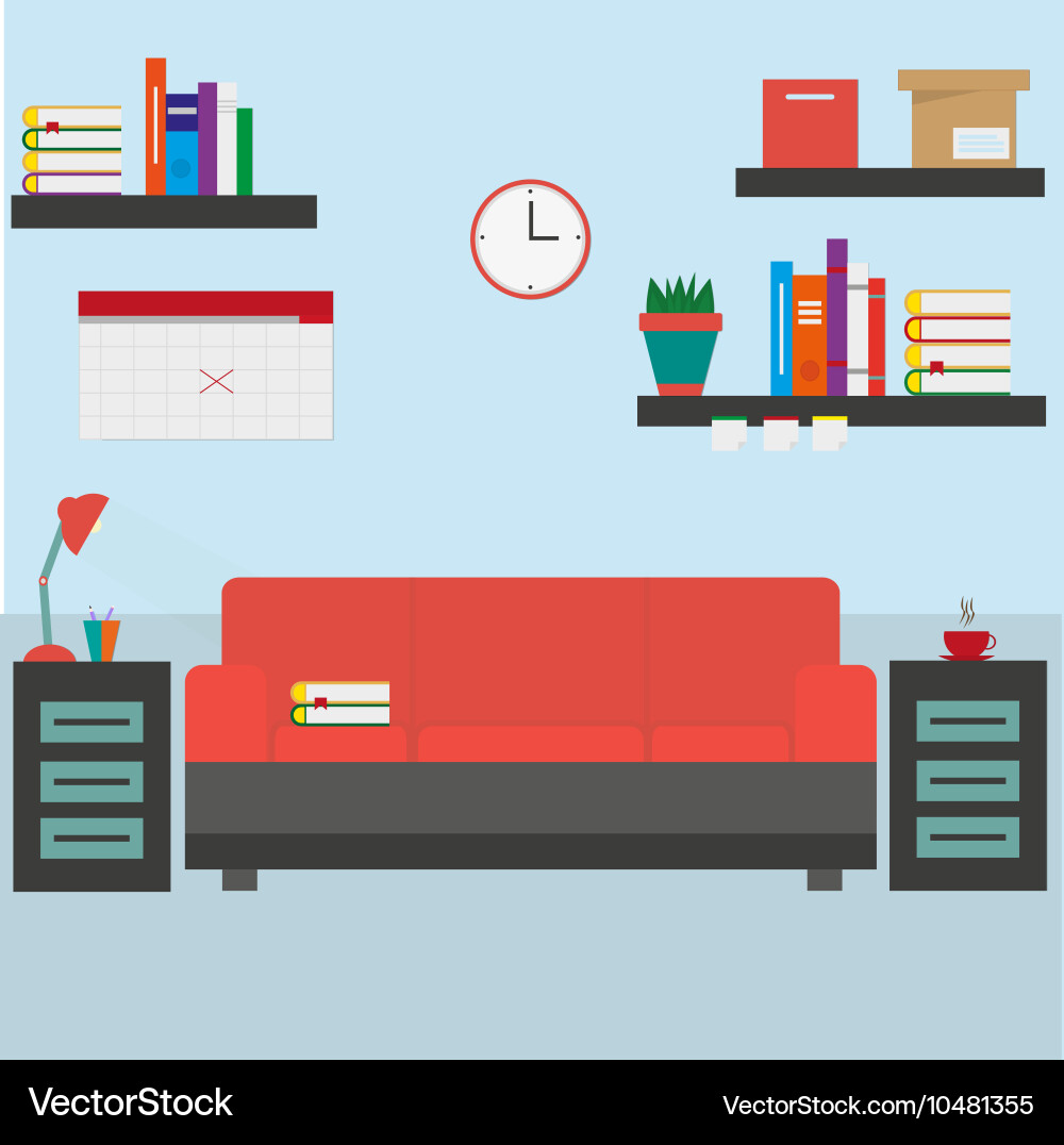 Home workplace flat design Royalty Free Vector Image