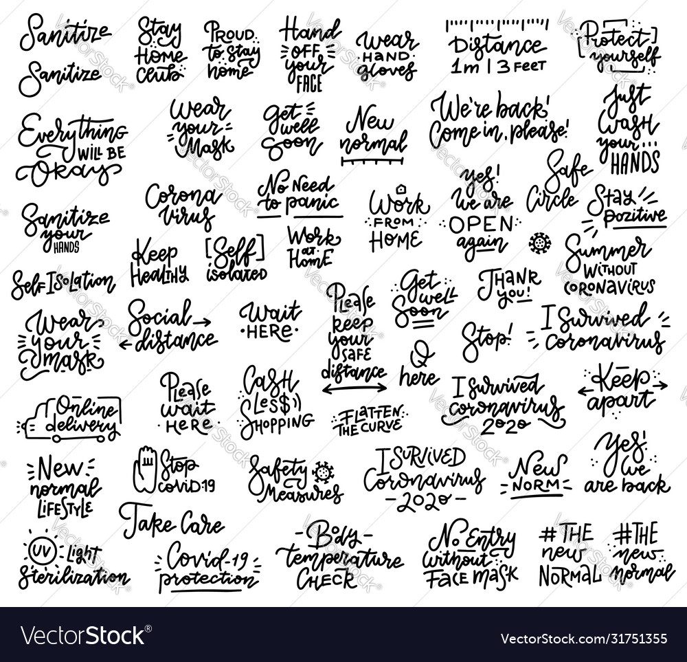Pandemic quarantine big slogan set linear trendy Vector Image