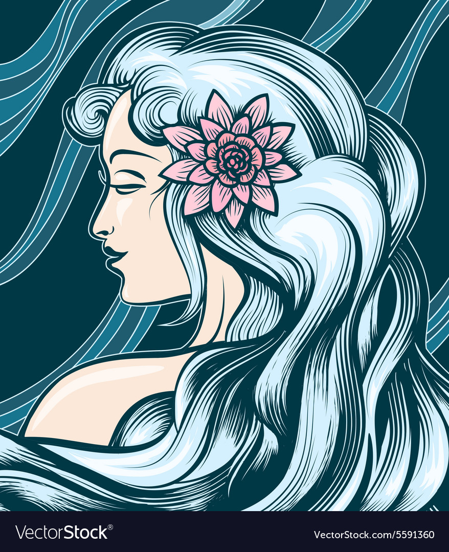 Beautiful Long Haired Girl Royalty Free Vector Image