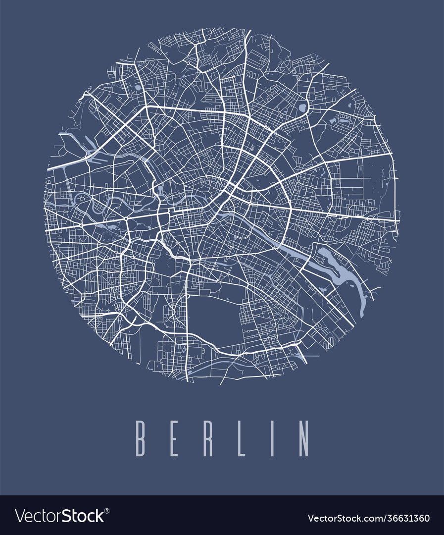 Berlin map poster decorative design street map Vector Image