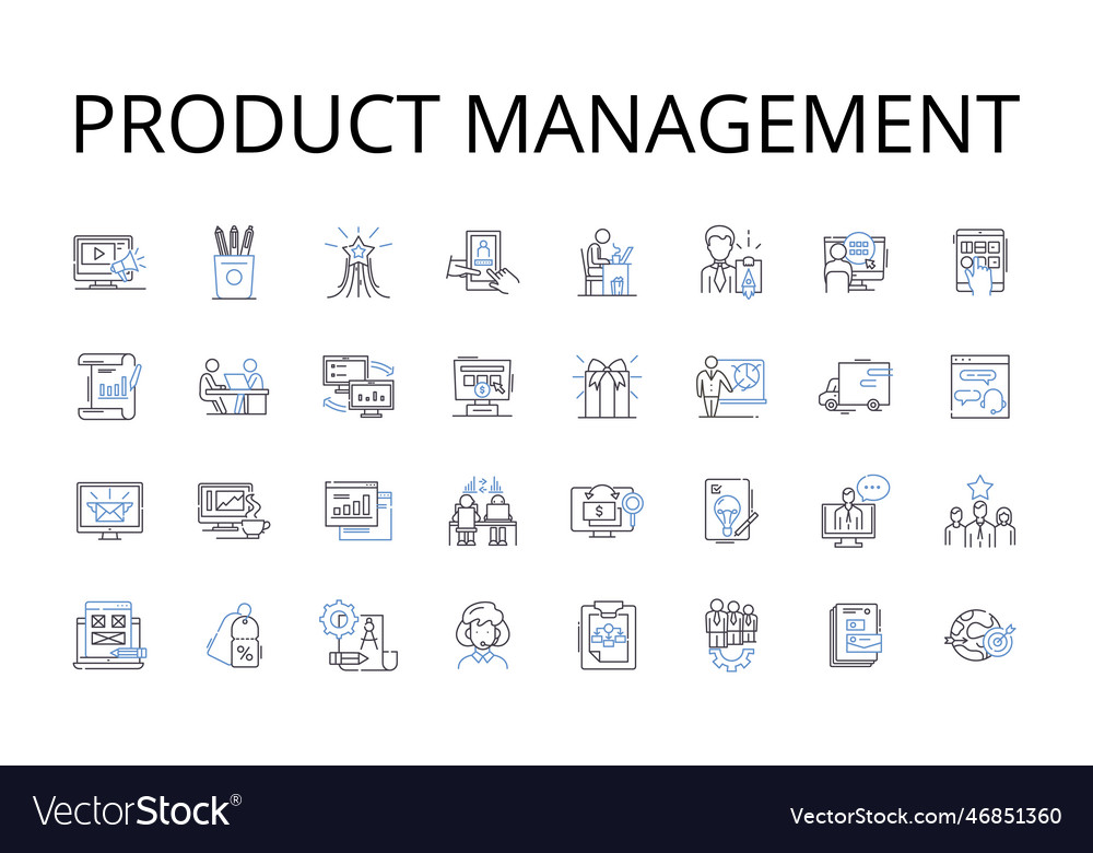 Product management line icons collection business