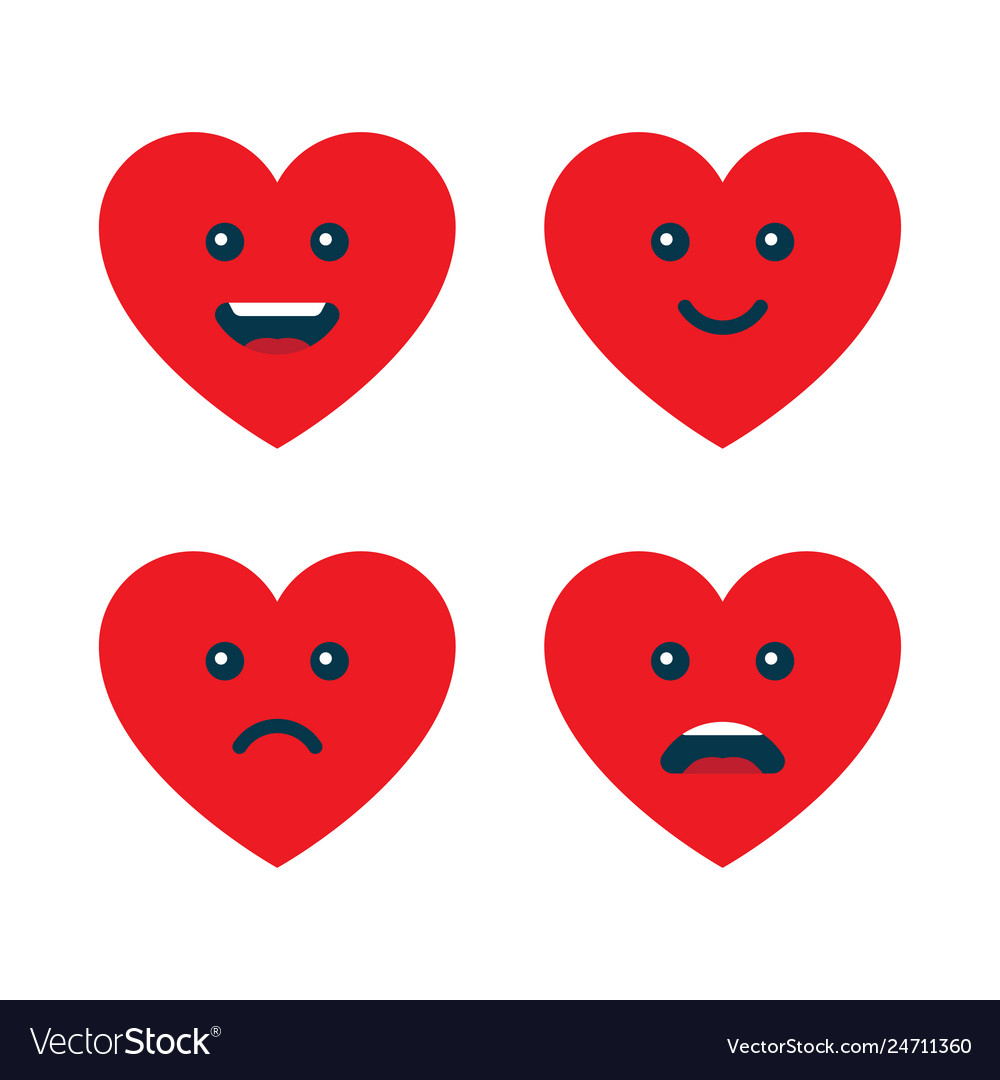 Set heart emoticons love emojis Royalty Free Vector Image