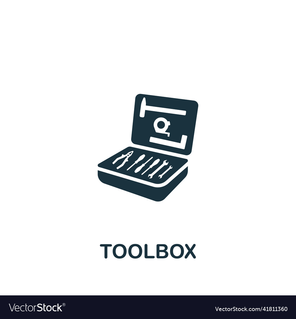 Toolbox icon monochrome simple icon for templates Vector Image