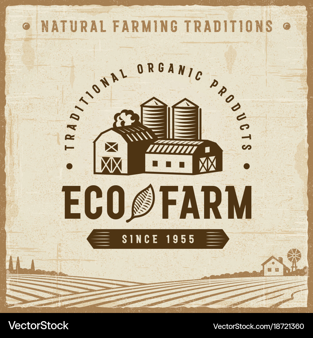 Vintage eco farm label Royalty Free Vector Image