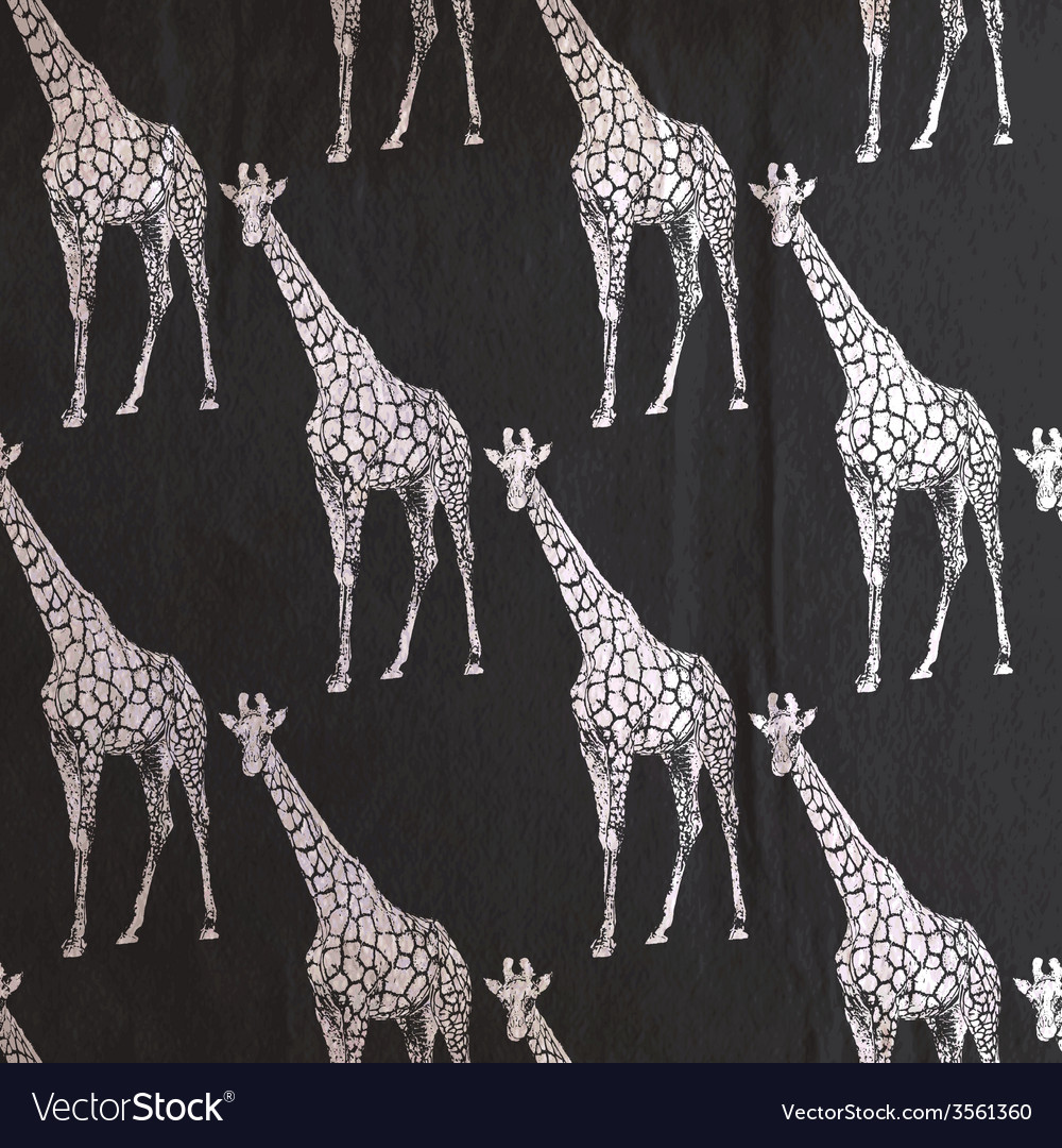 Vintage of giraffe pattern on the old black Vector Image