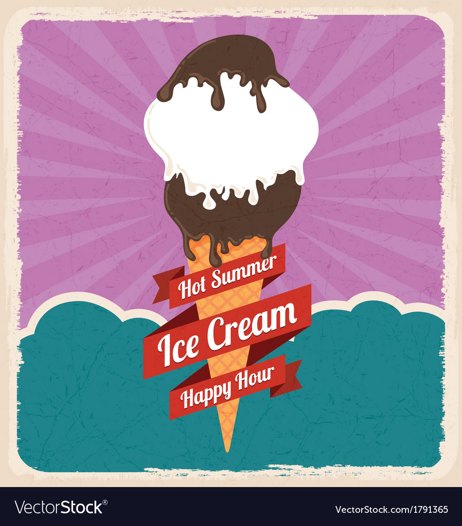 Retro ice cream poster Royalty Free Vector Image