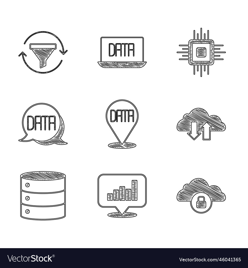 Set data analysis pie chart infographic cloud Vector Image