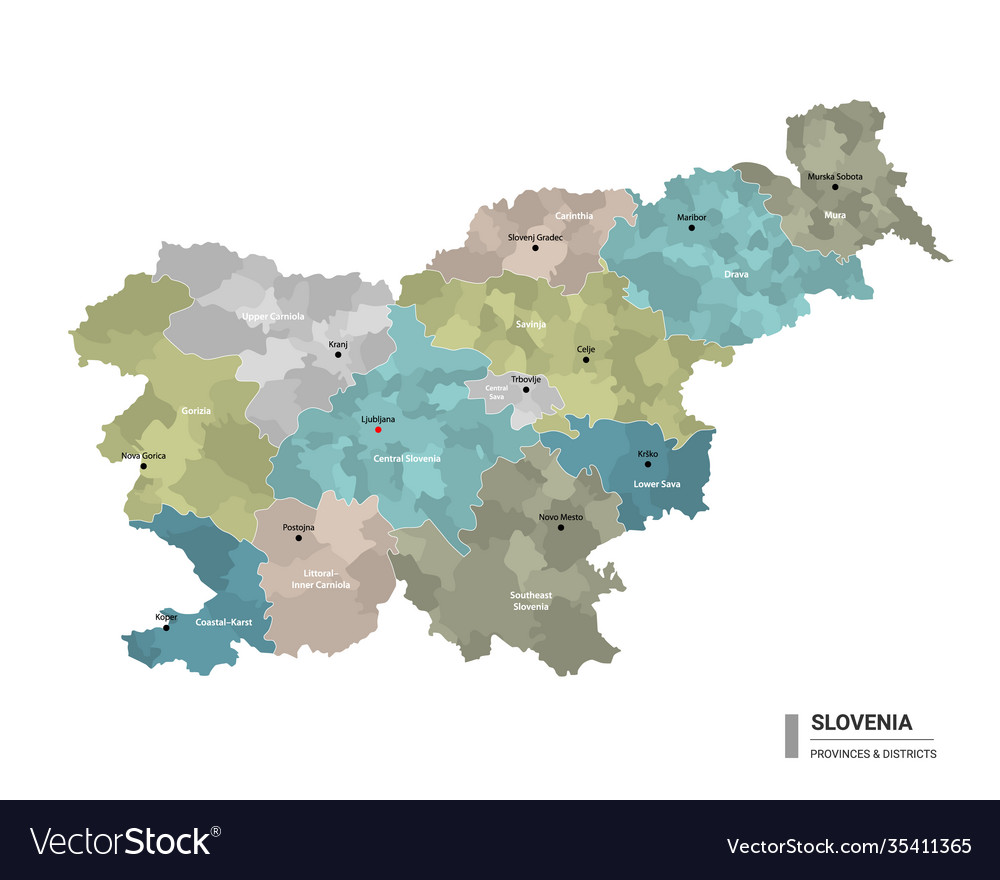 Armenia higt detailed map with subdivisions Vector Image