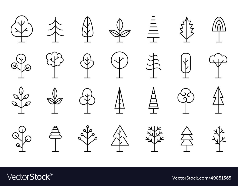 Tree line icon set logo shapes collection Vector Image