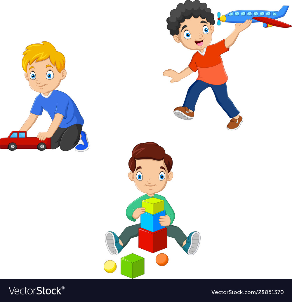 A boy playing toys Royalty Free Vector Image - VectorStock