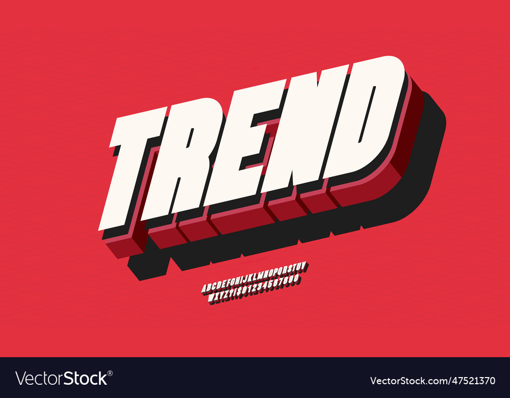 Trend Font 3d Bold Color Style Royalty Free Vector Image