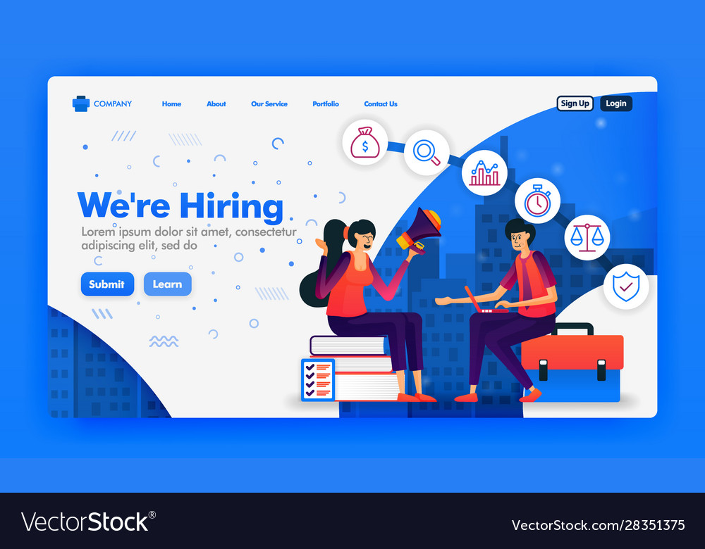 Banner Or Landing Page To Recruit Employees Or Vector Image