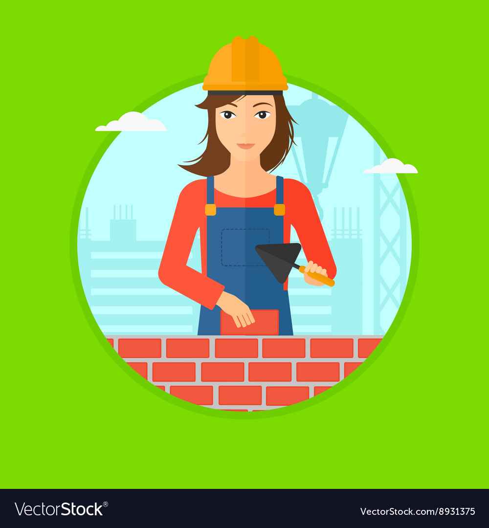 Bricklayer with spatula and brick Royalty Free Vector Image