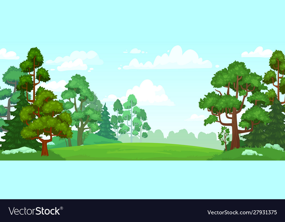 Cartoon forest glade green grassland natural Vector Image Cartoon forest glade green grassland natural Vector Image