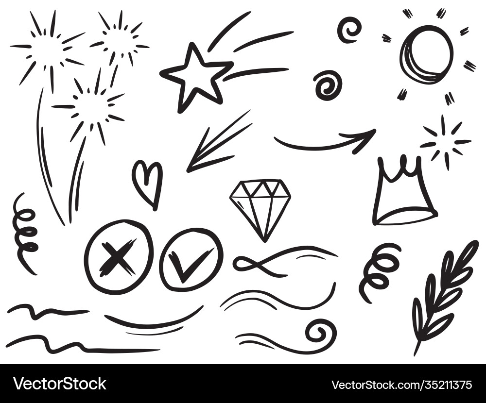 Hand drawn set abstract doodle elements use Vector Image