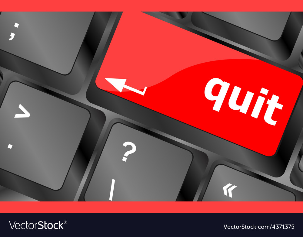 Quit button on black computer keyboard Vector Image
