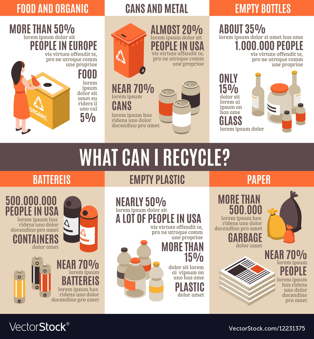 What can i recycle infographics Royalty Free Vector Image