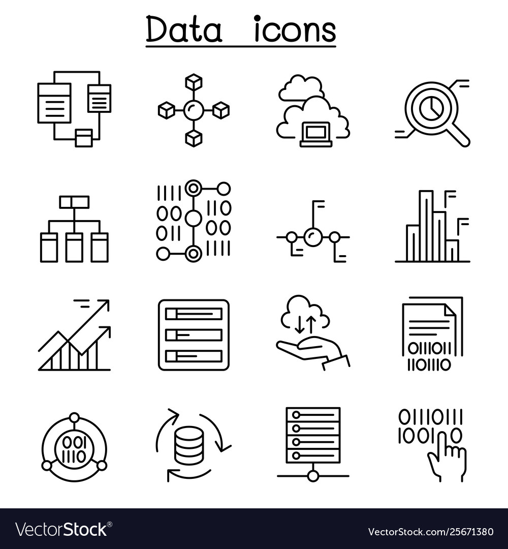 Data database graph chart diagram icon set in Vector Image