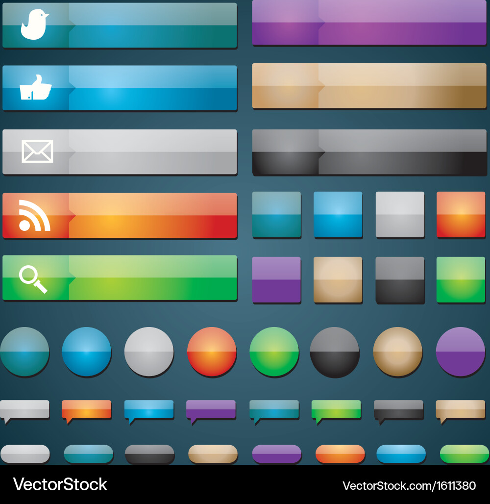 Glossy web buttons Royalty Free Vector Image - VectorStock