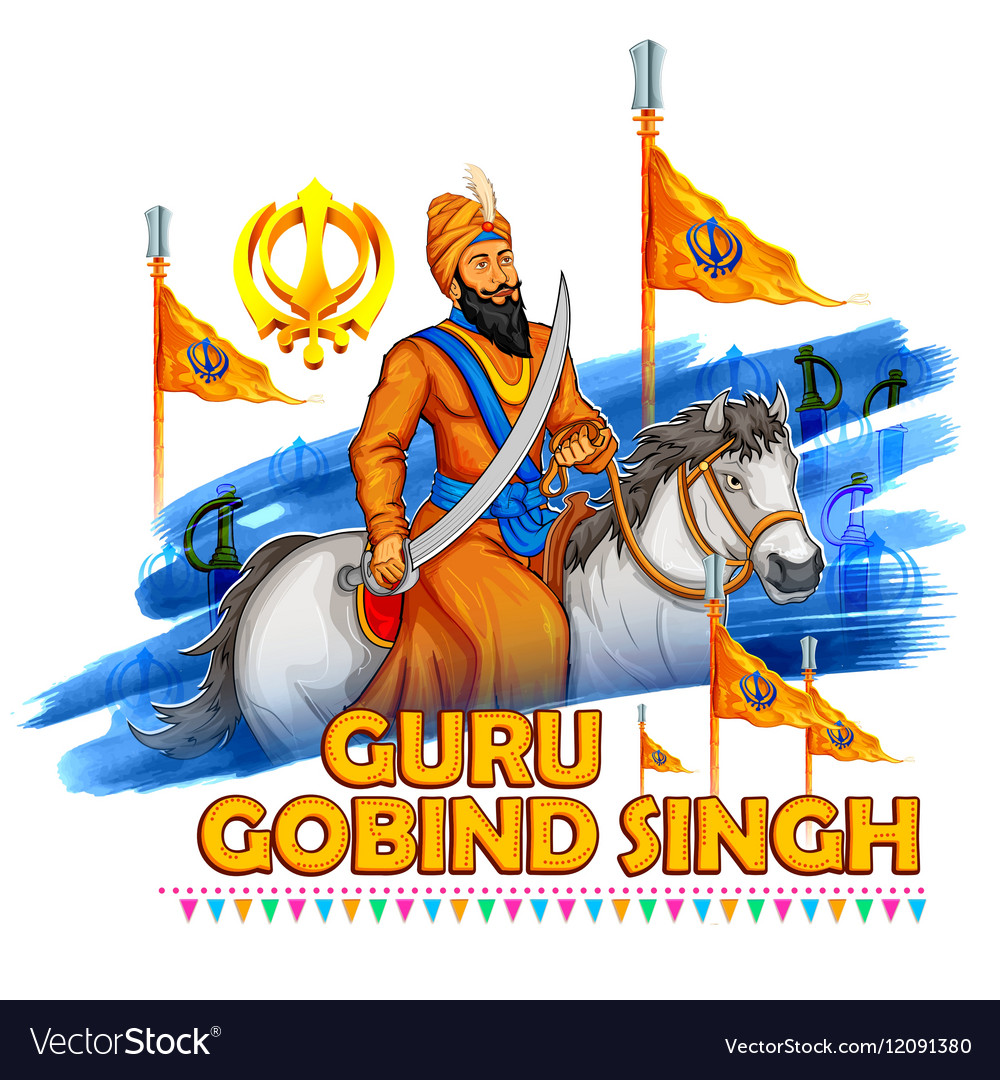 Happy Guru Gobind Singh Jayanti festival for Sikh Vector Image