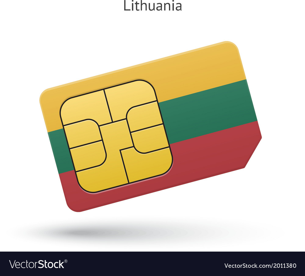 Lithuania mobile phone sim card with flag Vector Image