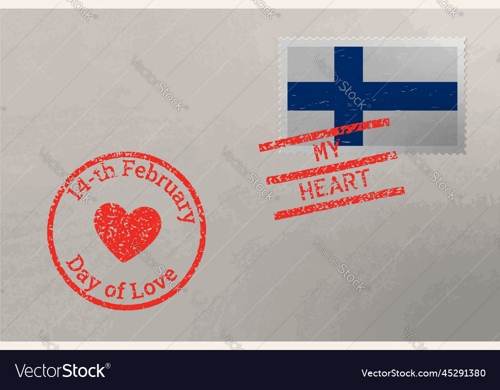 Postage stamp envelope with finland flag Vector Image