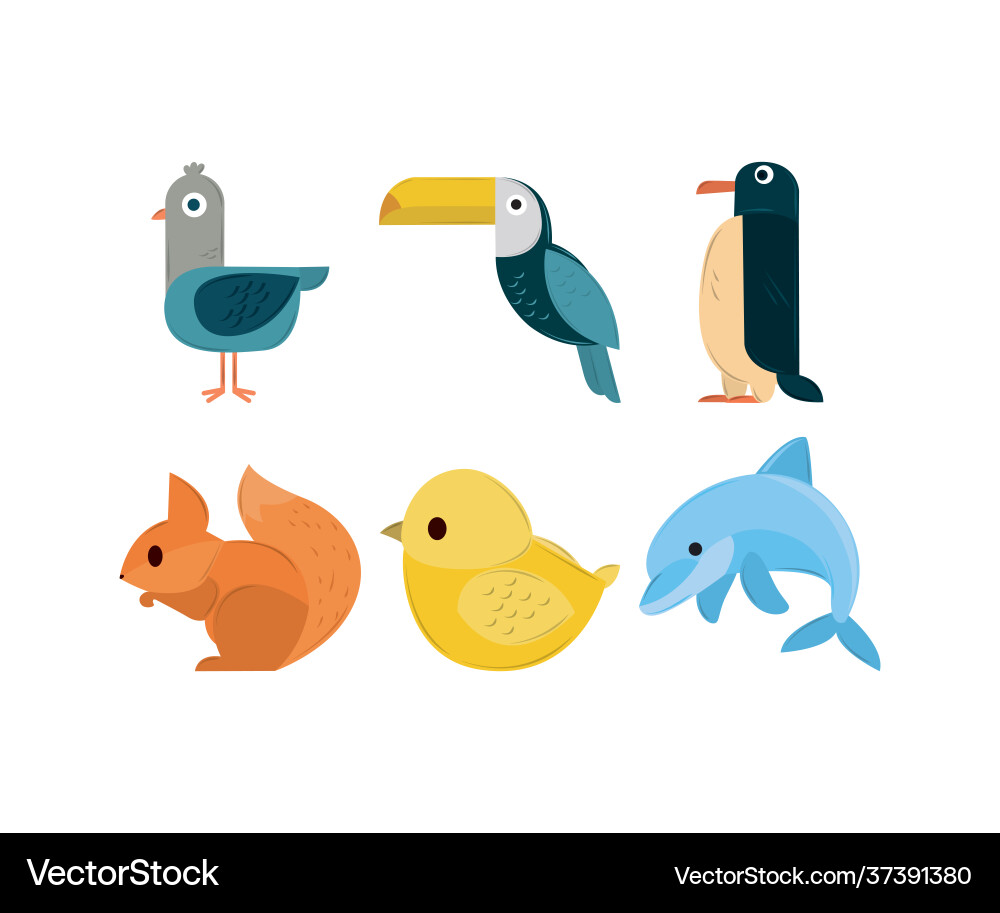 Set cute animals Royalty Free Vector Image - VectorStock