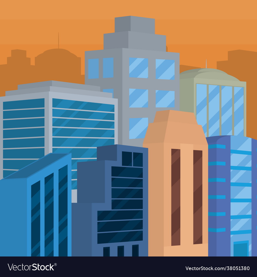 Sunset city landscape Royalty Free Vector Image