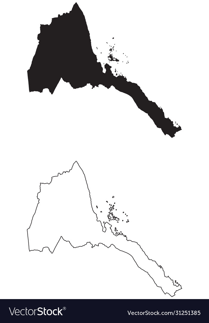 Eritrea country map black silhouette and outline Vector Image